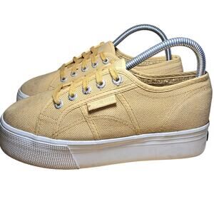 Superga Platform Sneaker 2790 Yellow Canvas Womens Size 7.5